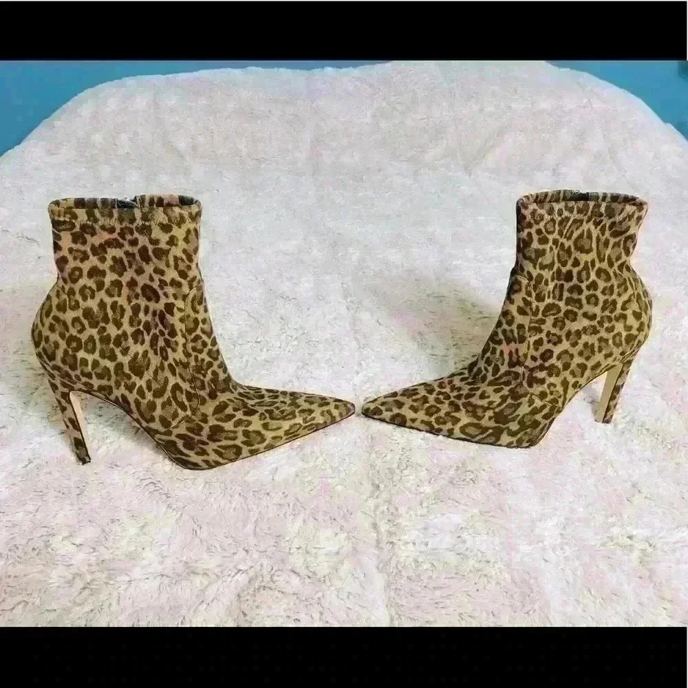 Good American Leopard Icon Bootie NWT Animal Print Stiletto